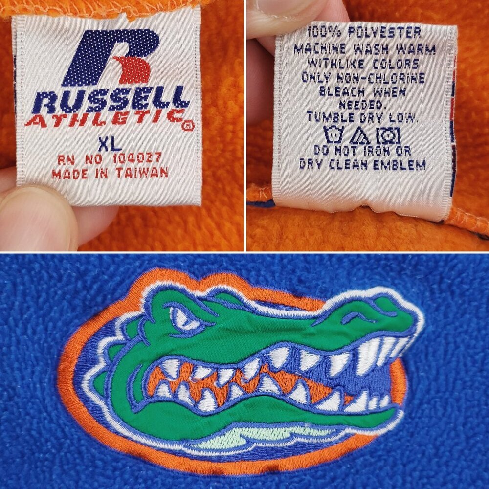 University Florida Gators Vintage Fleece Pullover 1/4 Zip Russell Athletic XL - Picture 3 of 14
